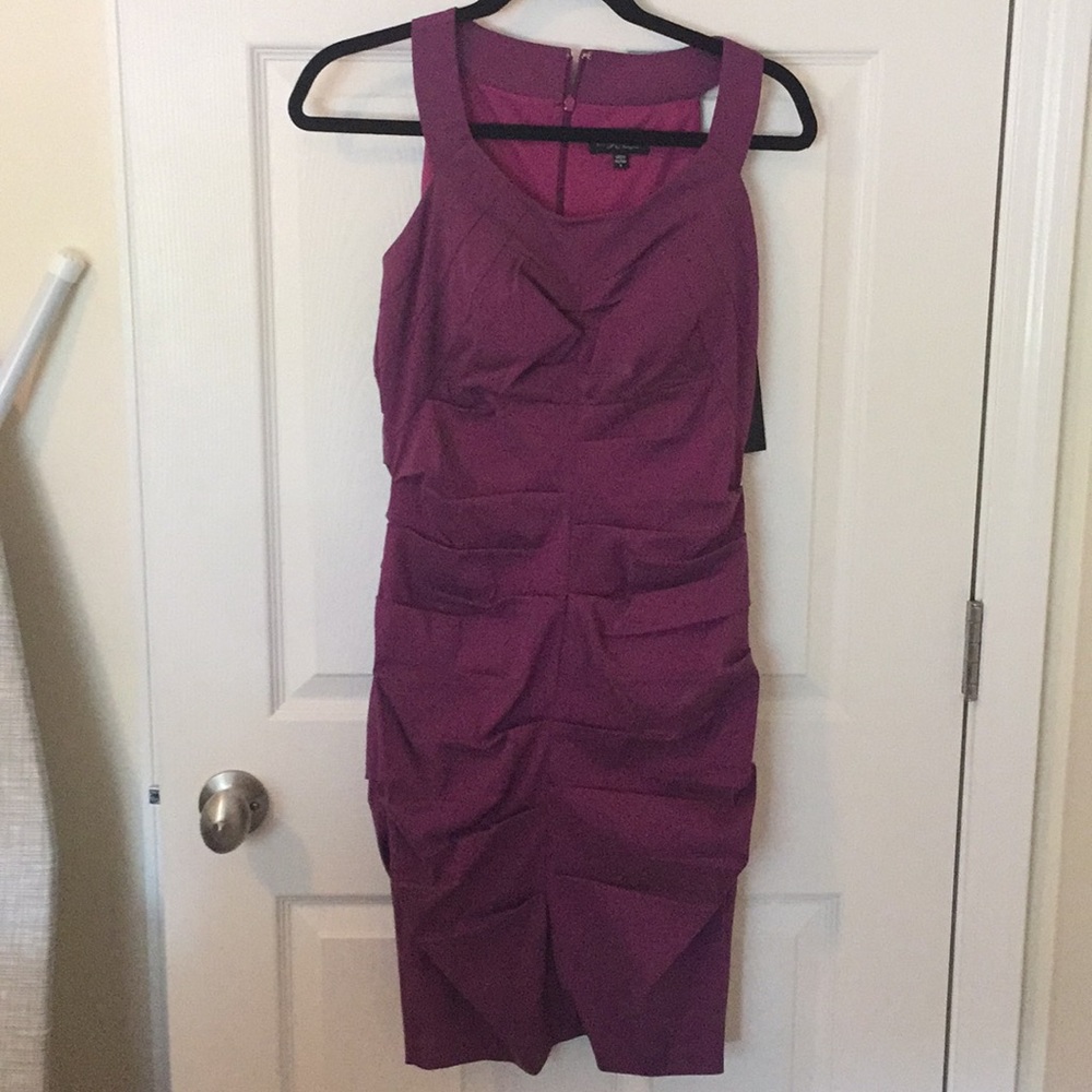 Purple dress.